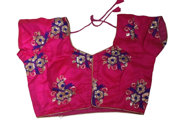 Raw Silk Pink Designer Blouse 157